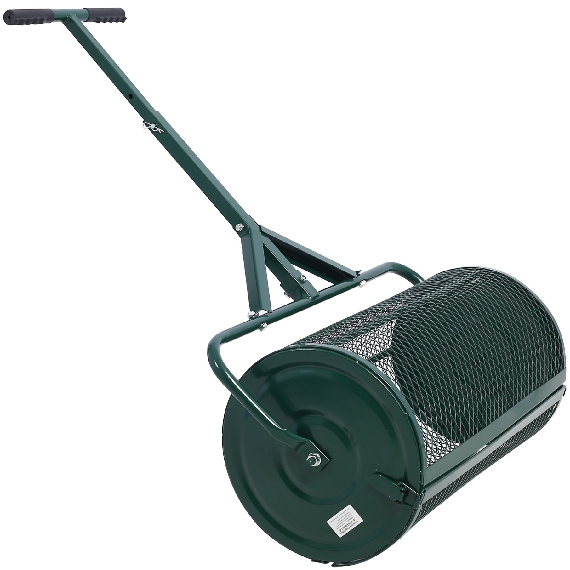 BlackTeck Metal Mesh Peat Moss Handheld Spreader — 60 Lb. Capacity, 24in., T-Shaped Handle, Green, Model# N2-54057